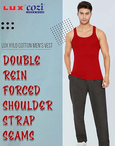 Lux Xylo Cotton Men's Round Neck Sleeveles Vest - Assorted (777)