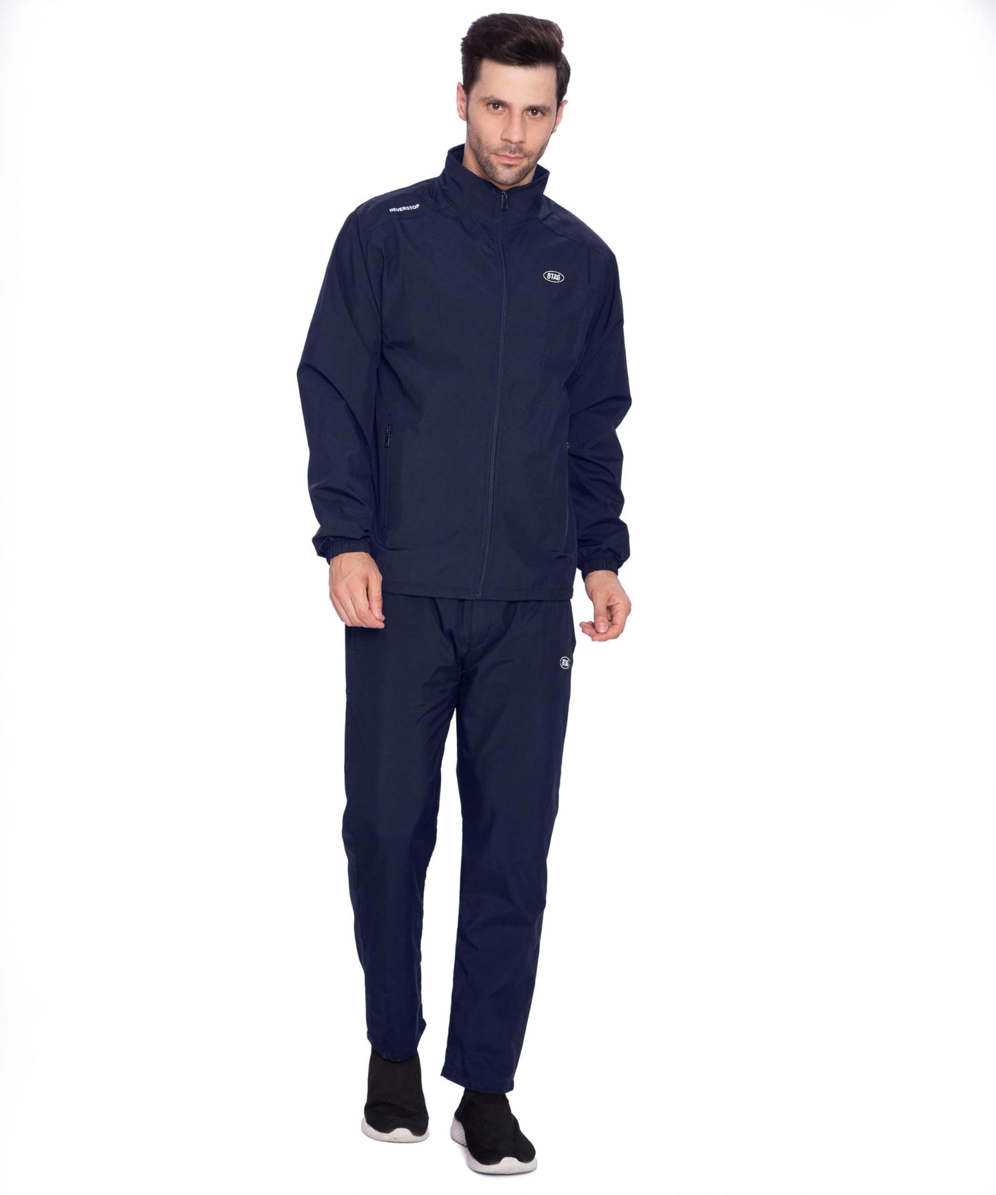 BTfash Men's Solid Polyester Full Zip Sportswear Regular Fit Track Suits Athletic Gym Running Jogging Suit Sets