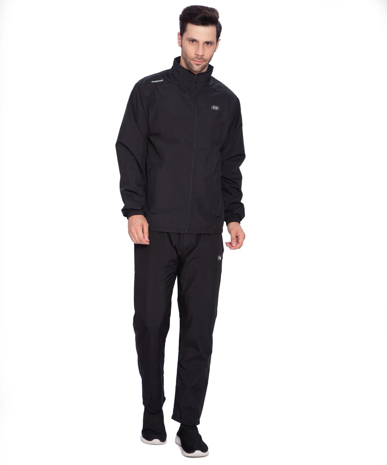 BTfash Men's Solid Polyester Full Zip Sportswear Regular Fit Track Suits Athletic Gym Running Jogging Suit Sets