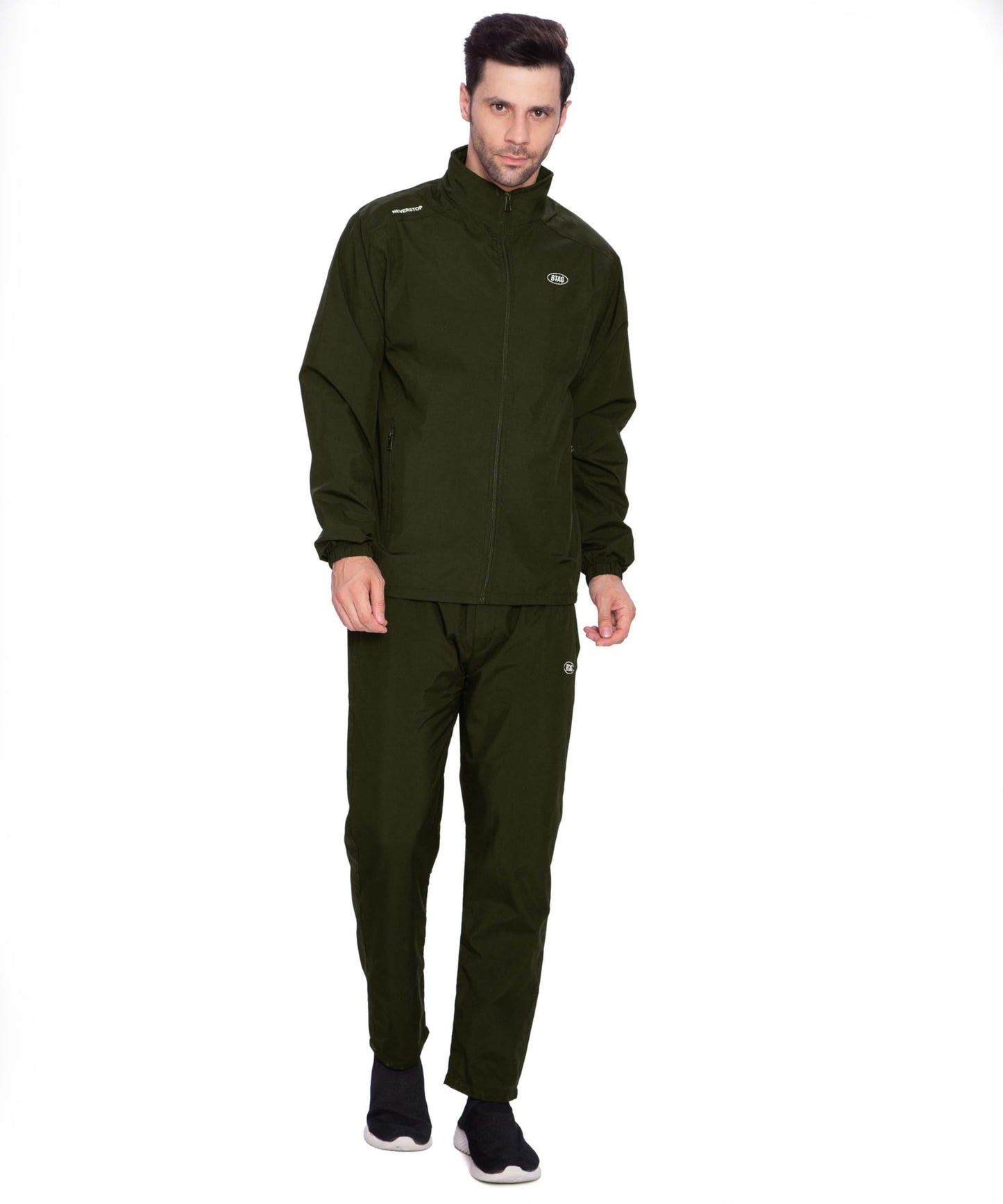 BTfash Men's Solid Polyester Full Zip Sportswear Regular Fit Track Suits Athletic Gym Running Jogging Suit Sets