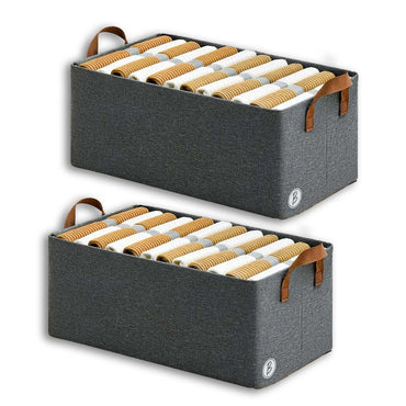 Btag Clothes, Foldable Clothes Storage Baskets for Wardrobe, Books, Saree, Shirts, Stationery Paper, Document Toy,and Blankets Storage Box with Handles | 26 Liter |