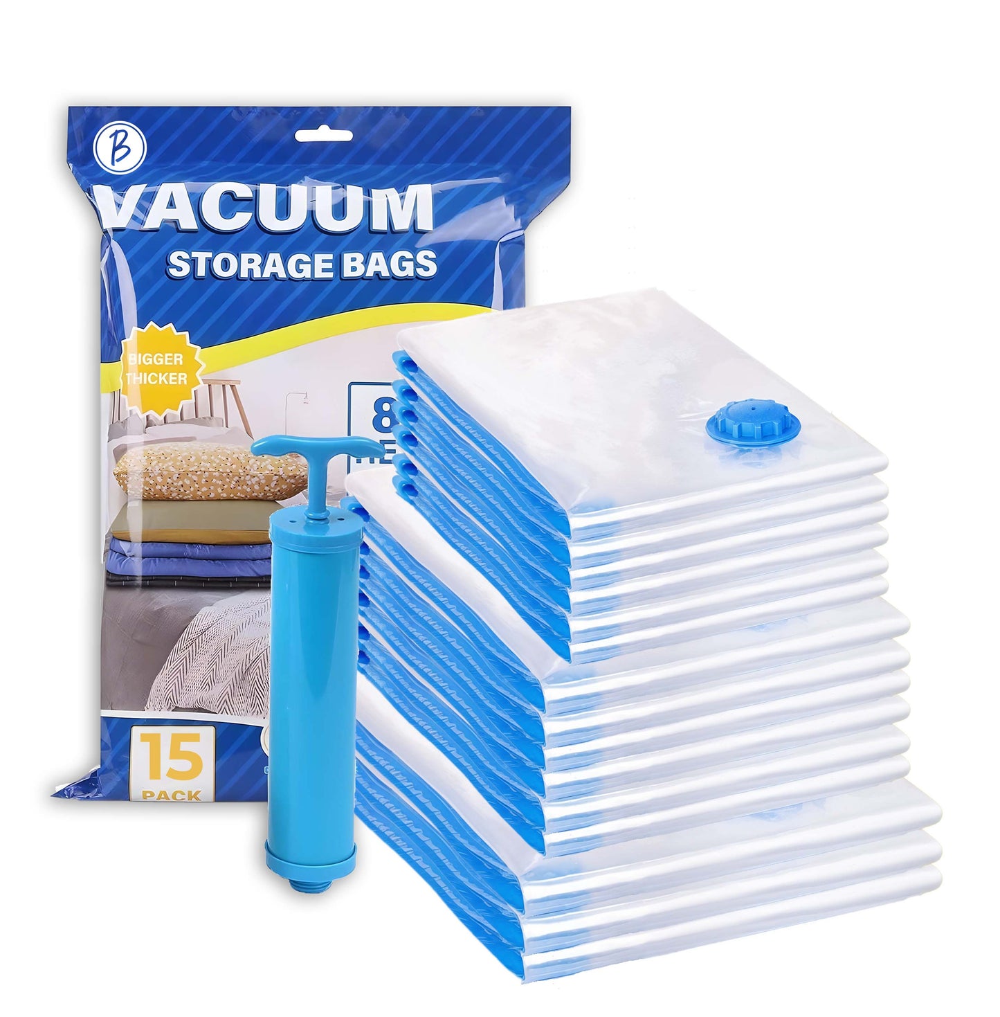 Crae Vacuum Storage Bags for Travel,Space Saver Compression Storage Bags for Packing | Airtight Reusable Ziplock with Hand Pump |(2 PIECE 50X70,2 PIECE 60X80,1 PIECE 80X100,1 HAND PUMP) 5 Piece Set
