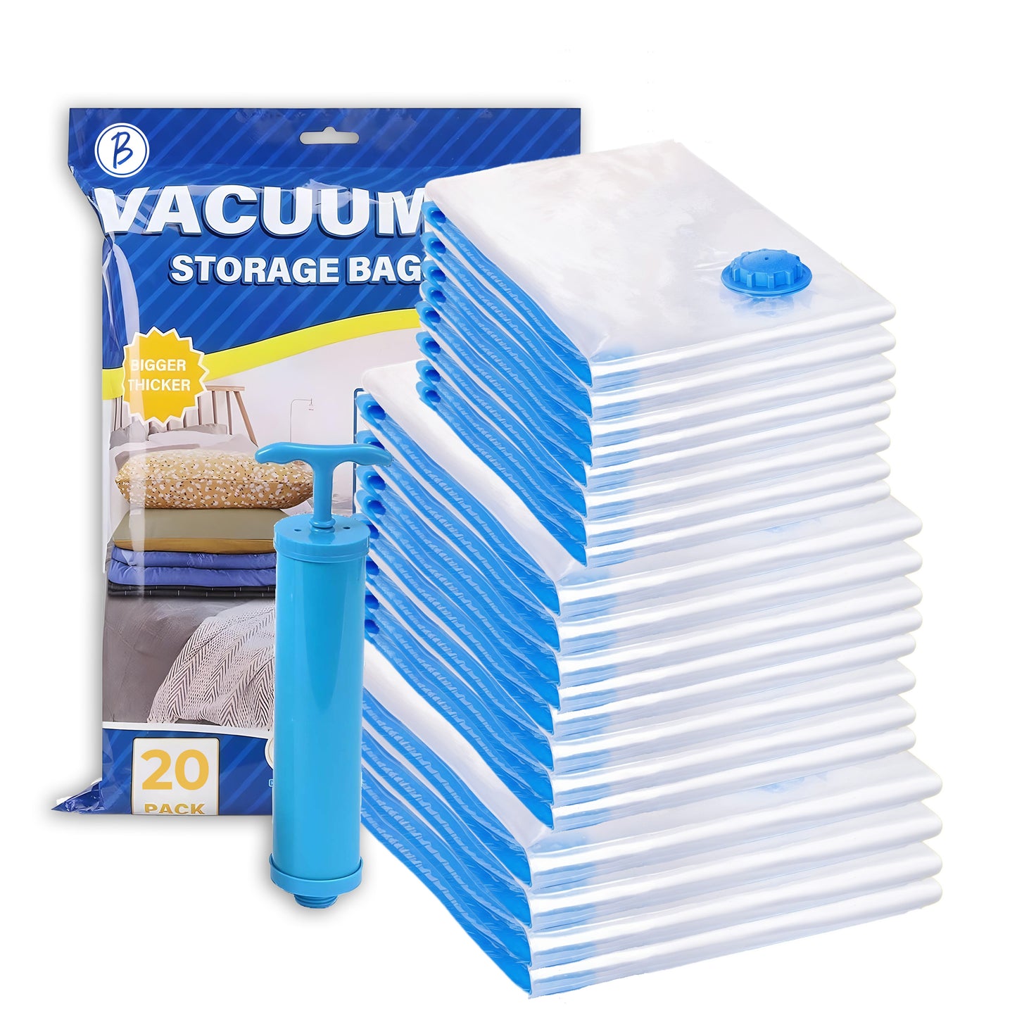 Crae Vacuum Storage Bags for Travel,Space Saver Compression Storage Bags for Packing | Airtight Reusable Ziplock with Hand Pump |(2 PIECE 50X70,2 PIECE 60X80,1 PIECE 80X100,1 HAND PUMP) 5 Piece Set