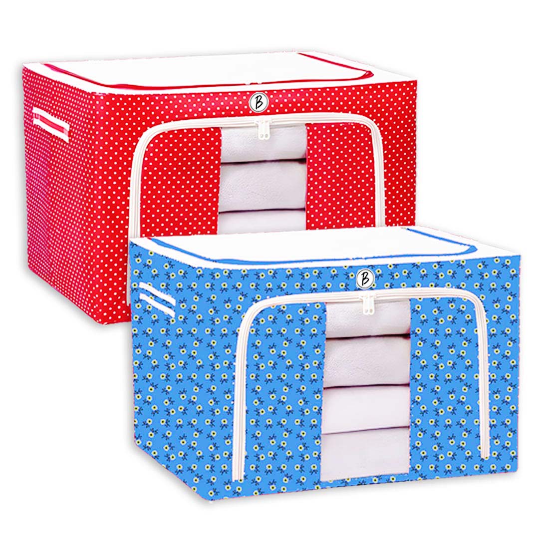 Foldable Clothes Storage Baskets for Wardrobe, Books, Saree, Shirts, Stationery Paper, Document Toy,and Blankets Storage Box with Handle