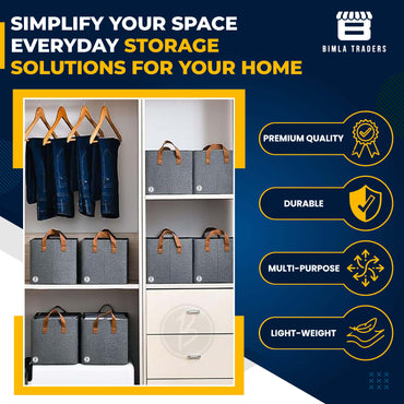 BTfash Clothes, Foldable Clothes Storage Baskets for Wardrobe, Books, Saree, Shirts, Stationery Paper, Document Toy,and Blankets Storage Box with Handles | 26 Liter |
