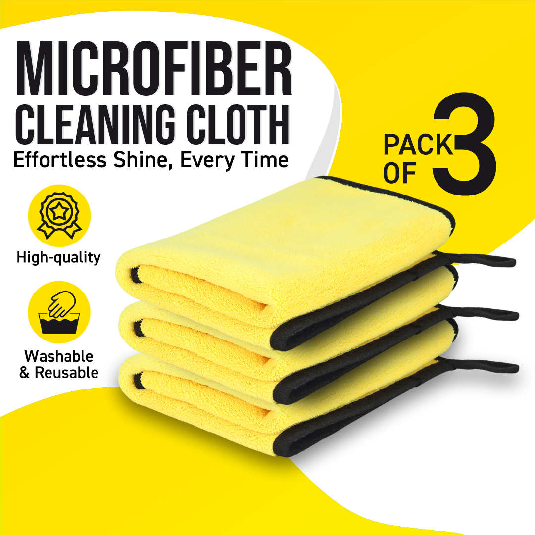 Btag Microfiber Cleaning Cloth| Highly Absorbent,Lint and Streak Free, Multi-Purpose Wash Cloth for Kitchen,Car,Window,Stainless Steel (Pack of 3)