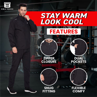BTfash Men's Solid Polyester Full Zip Sportswear Regular Fit Track Suits Athletic Gym Running Jogging Suit Sets