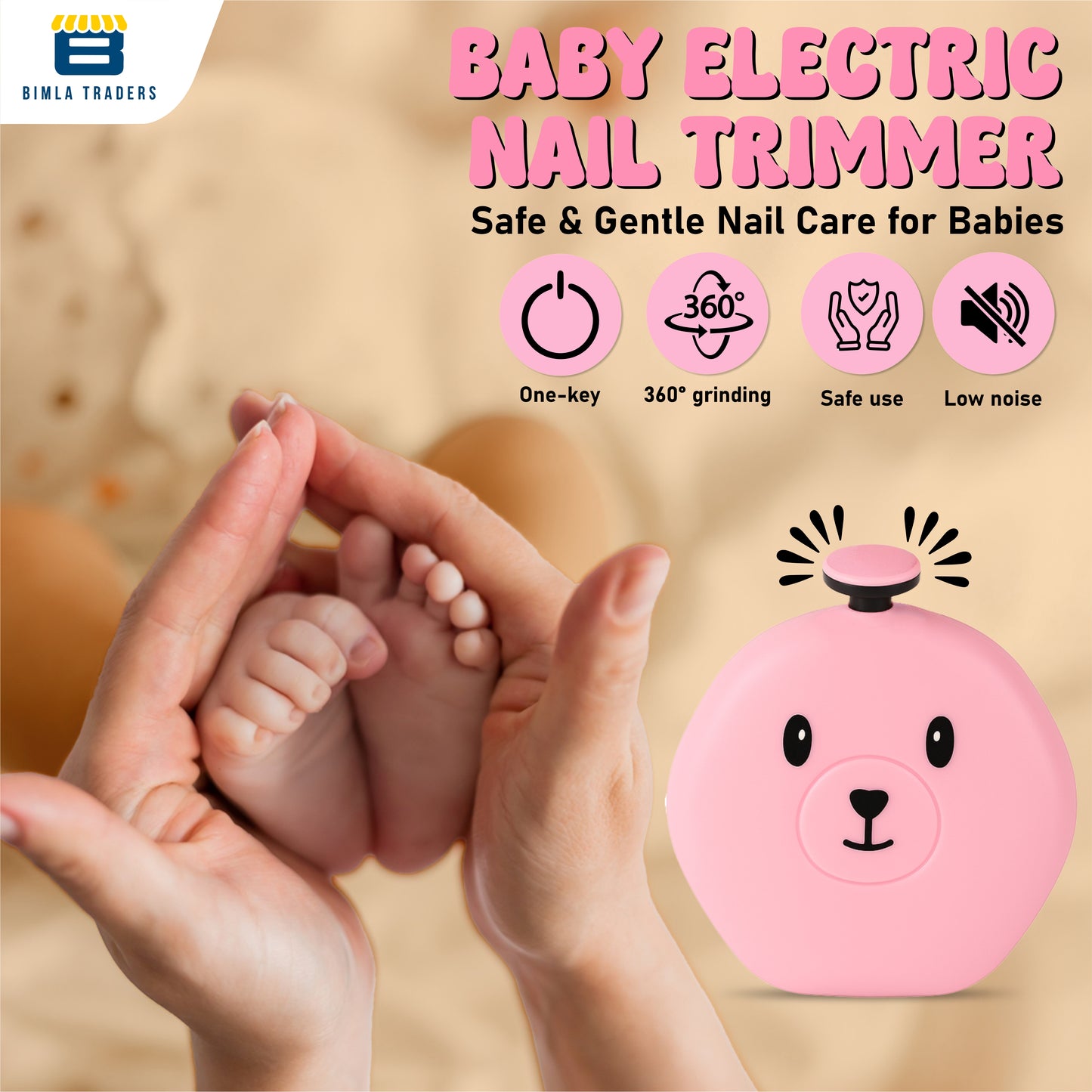 BTfash Baby Nail Trimmer with Grinding Heads, Electric Nail File for Newborns, Infants & Toddlers, Gentle & Safe Nail Care Kit, Quiet Operation, Baby Manicure Set.