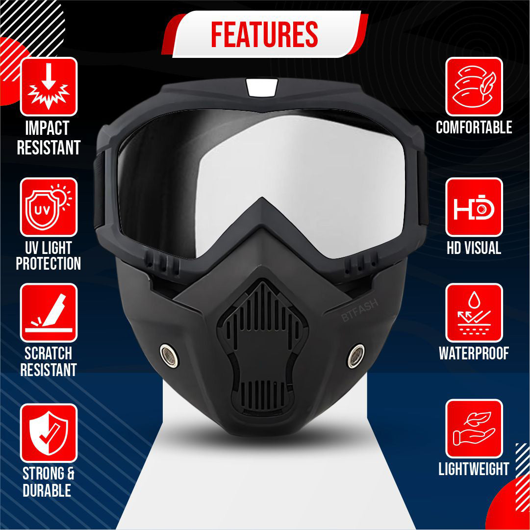 BTfash Goggle Mask Anti Scratch UV Protective Open Face & Eyewear Windproof Unisex