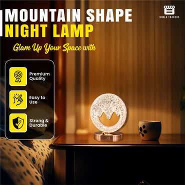 CRAE Mountain Shape Crystal Table Lamp Cordless Luxury with Touch Sensor Control | Desk Night Study Light | Diamond Nightstand | Party Decor