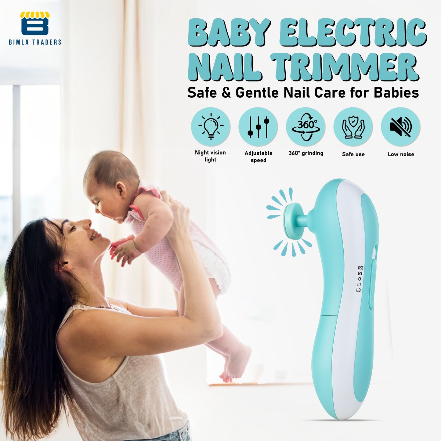 BTfash Baby Nail Trimmer with Grinding Heads, Electric Nail File for Newborns, Infants & Toddlers, Gentle & Safe Nail Care Kit, Quiet Operation, Baby Manicure Set.
