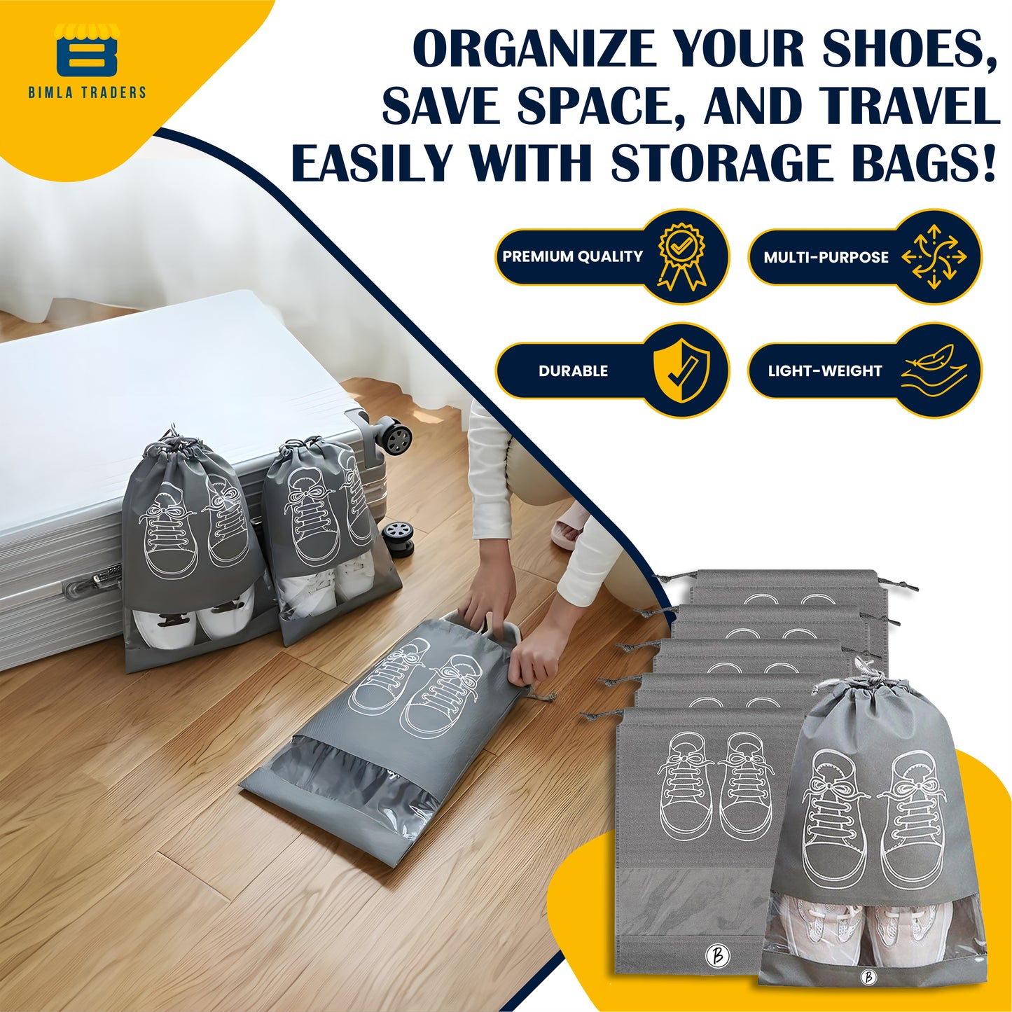 Crae Shoes Bag for Travel & Storage Organizer for Men & Women | Travel Accessories | Shoe Organizer | Shoe Cover for Travel Essentials