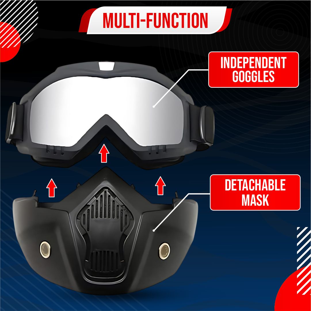 Goggle Mask Anti Scratch UV Protective Open Face & Eyewear Windproof Unisex