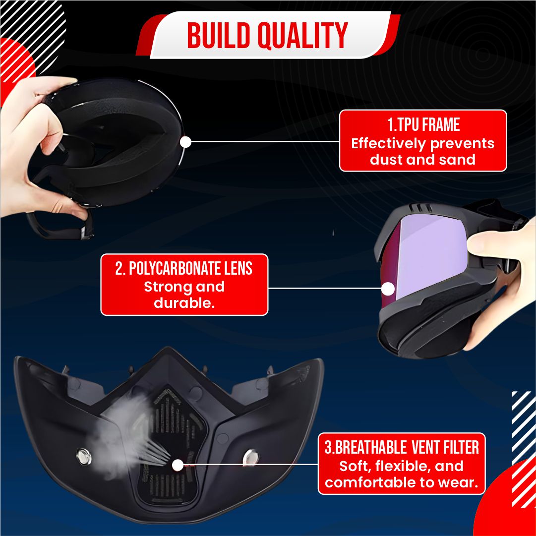 BTfash Goggle Mask Anti Scratch UV Protective Open Face & Eyewear Windproof Unisex