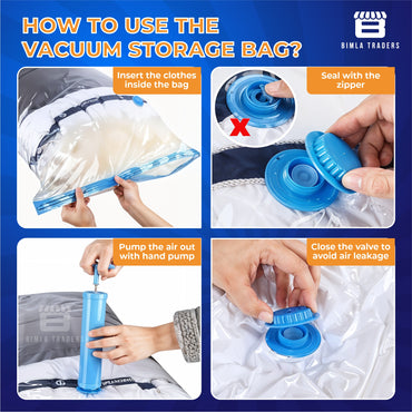 Crae Vacuum Storage Bags for Travel,Space Saver Compression Storage Bags for Packing | Airtight Reusable Ziplock with Hand Pump |(2 PIECE 50X70,2 PIECE 60X80,1 PIECE 80X100,1 HAND PUMP) 5 Piece Set
