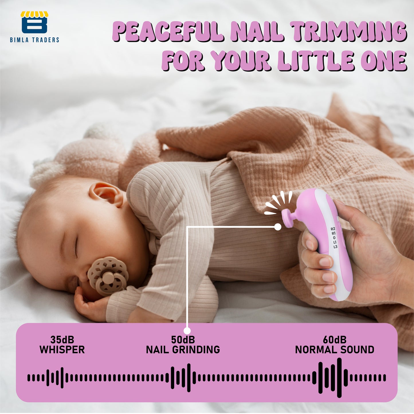BTfash Baby Nail Trimmer with Grinding Heads, Electric Nail File for Newborns, Infants & Toddlers, Gentle & Safe Nail Care Kit, Quiet Operation, Baby Manicure Set.