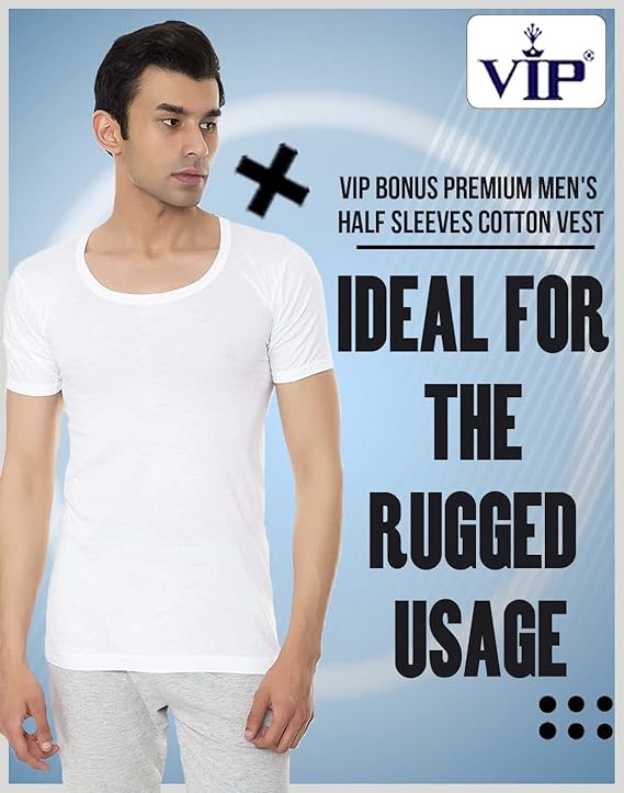 VIP Bonus Men's Half Sleeves Cotton Vest (Pack of 2)