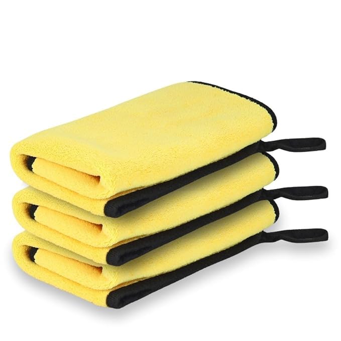Btag Microfiber Cleaning Cloth, 600 GSM | Highly Absorbent,Lint and Streak Free, Multi-Purpose Wash Cloth for Kitchen,Car,Window,Stainless Steel,Silverwear Pack of 3