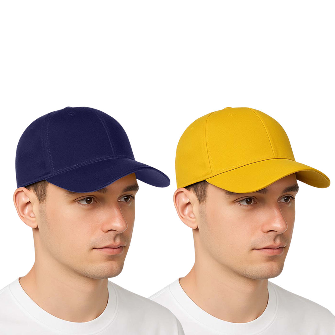 Btag Classic Plain Adjustable Baseball Cap for Men and Women, Unisex Cap for All Seasons (Pack of 2)