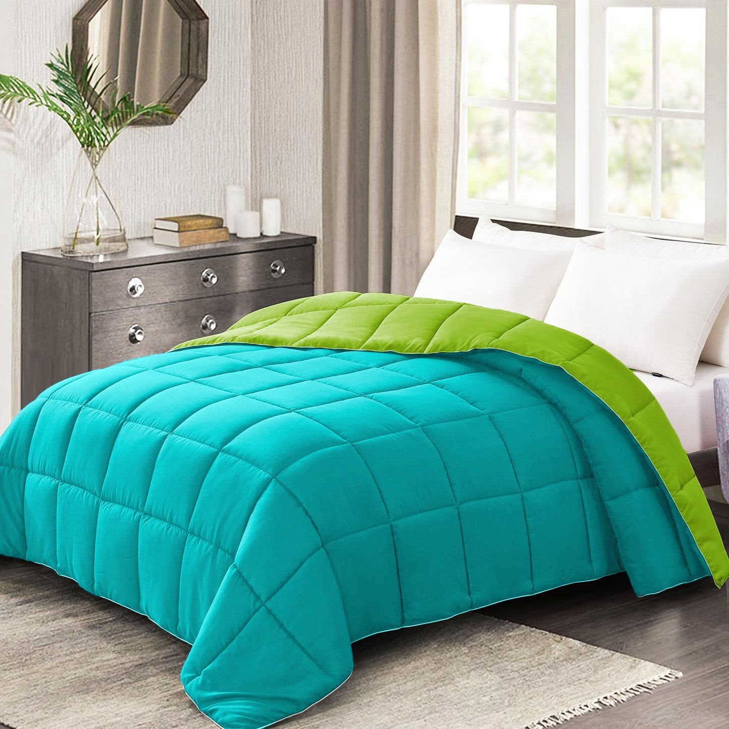 Btfash Microfiber Reversible AC Comforter or Blanket for Double Bed | Ultra Soft, Lightweight, Cozy Bedding & Dual Colour All Weather Duvet 500 GSM–Ideal for Home, Bedroom&Guest Rooms