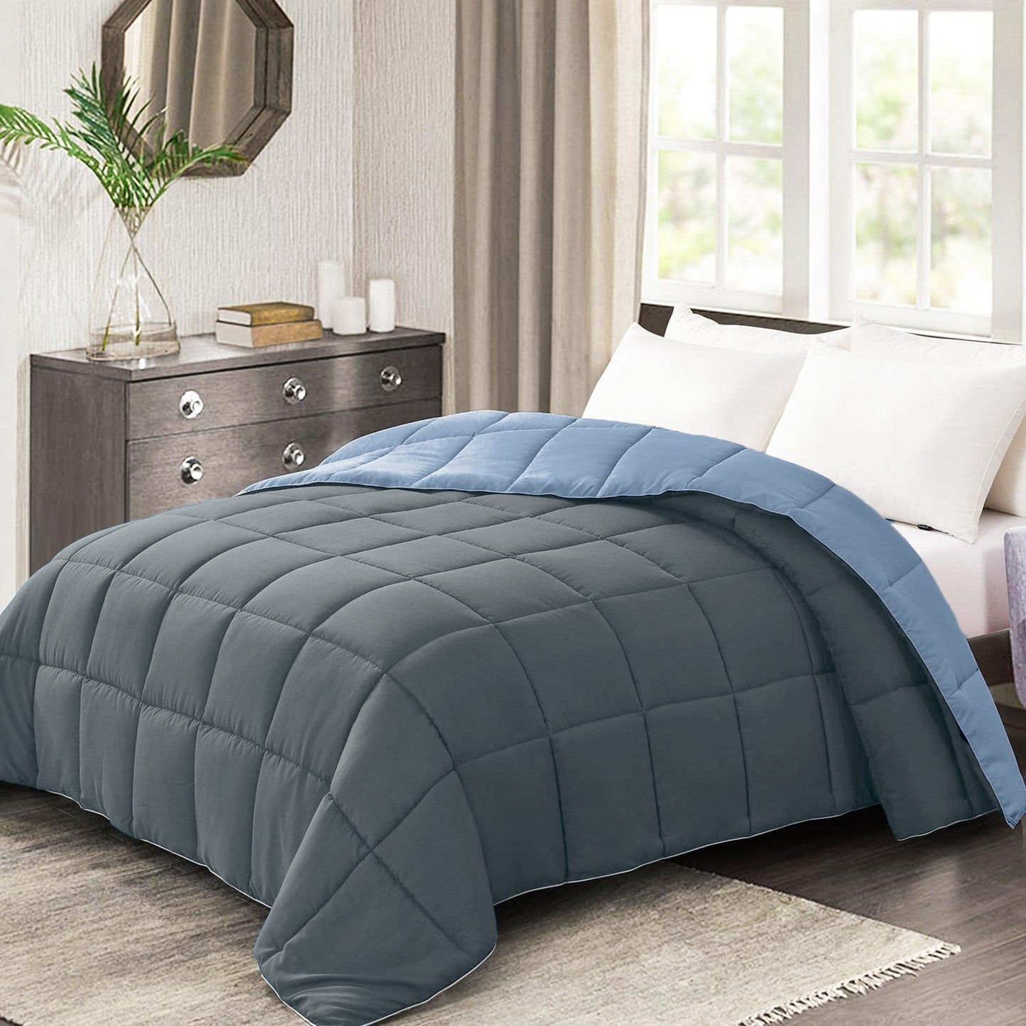 Btfash Microfiber Reversible AC Comforter or Blanket for Double Bed | Ultra Soft, Lightweight, Cozy Bedding & Dual Colour All Weather Duvet 500 GSM–Ideal for Home, Bedroom&Guest Rooms