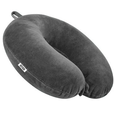 BTfash Travel Neck Pillow for Men & Women | Soft Fibre Cushion for Flight, Car & Train | Soft Velvet Fabric with Attachable Snap Strap | Cervical Support for Neck Pain Relief. Pack of 1