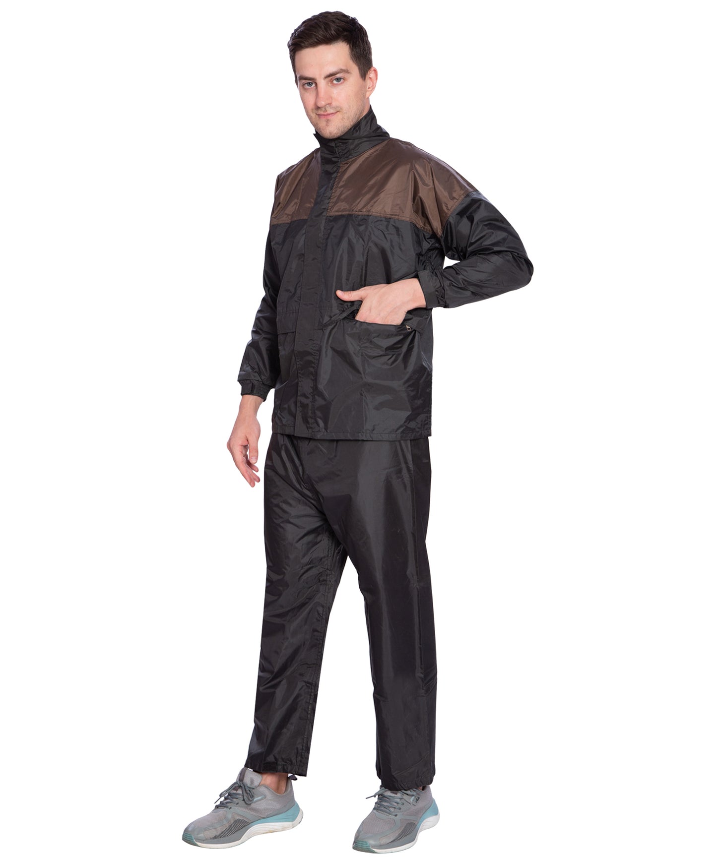 BTfash Two color Waterproof Rainsuit For Men,Men Bike Rain Suit Rain Jacket Suit Inner Mobile Pocket