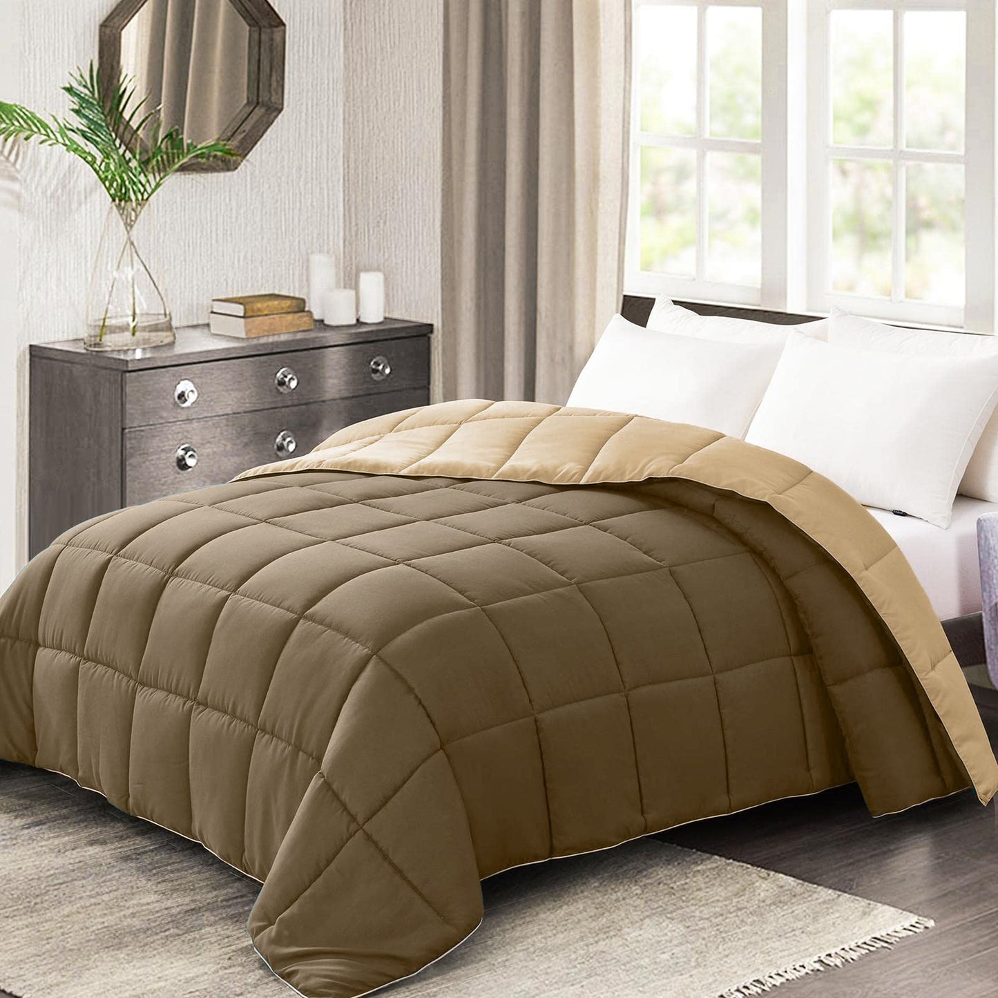 Btfash Microfiber Reversible AC Comforter or Blanket for Double Bed | Ultra Soft, Lightweight, Cozy Bedding & Dual Colour All Weather Duvet 500 GSM–Ideal for Home, Bedroom&Guest Rooms
