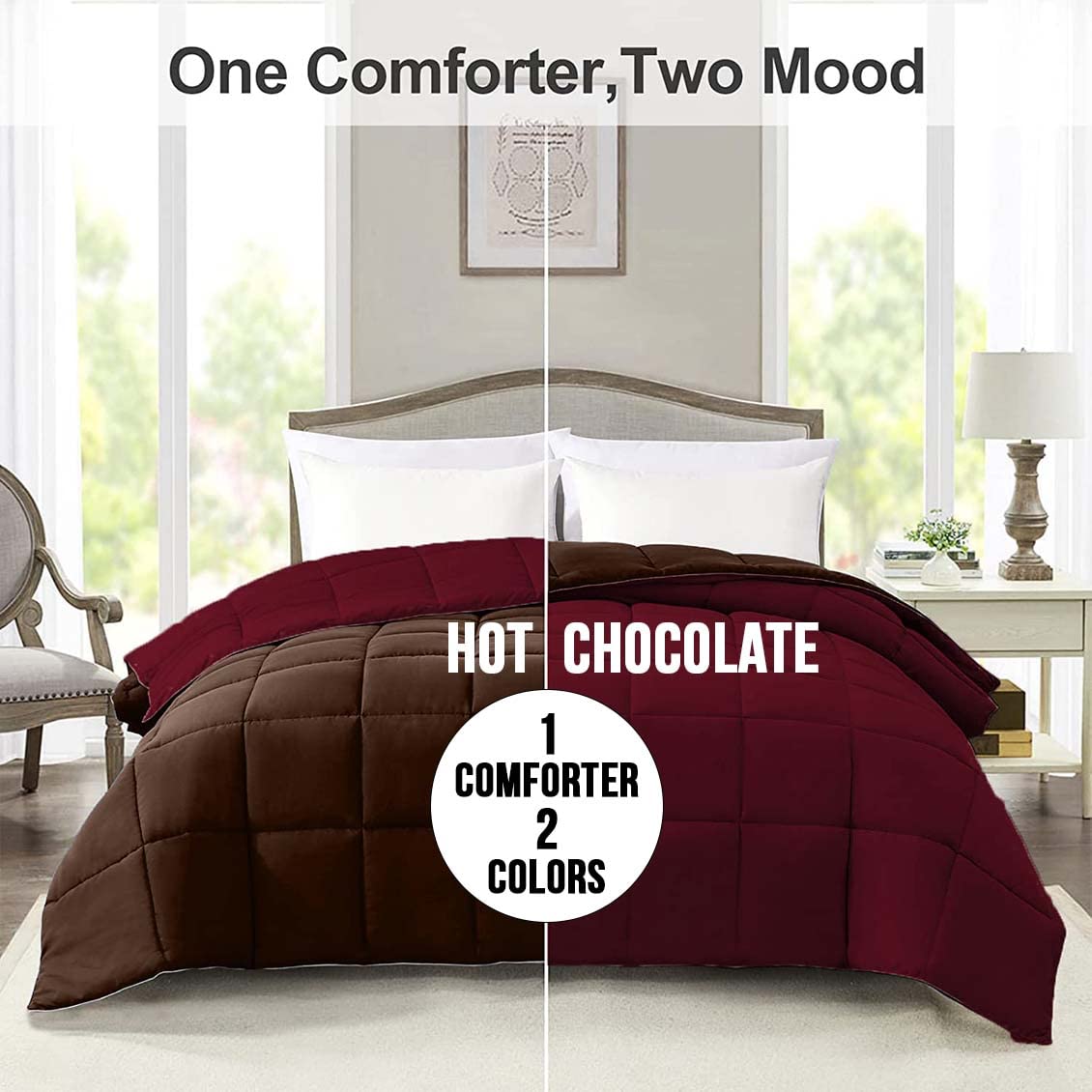 Btfash Microfiber Reversible AC Comforter or Blanket for Double Bed | Ultra Soft, Lightweight, Cozy Bedding & Dual Colour All Weather Duvet 500 GSM–Ideal for Home, Bedroom&Guest Rooms