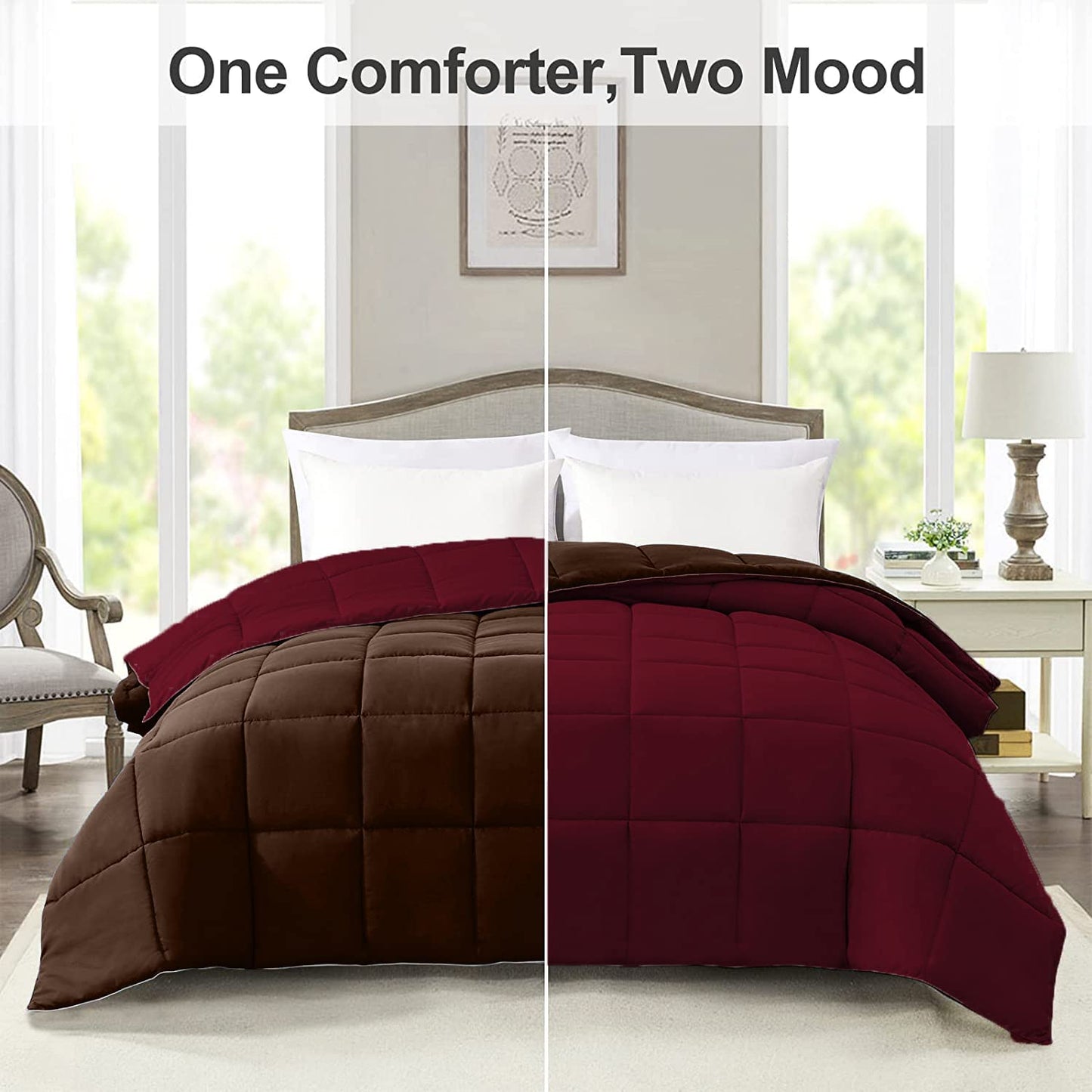 Btfash Microfiber Reversible AC Comforter or Blanket for Double Bed | Ultra Soft, Lightweight, Cozy Bedding & Dual Colour All Weather Duvet 500 GSM–Ideal for Home, Bedroom&Guest Rooms