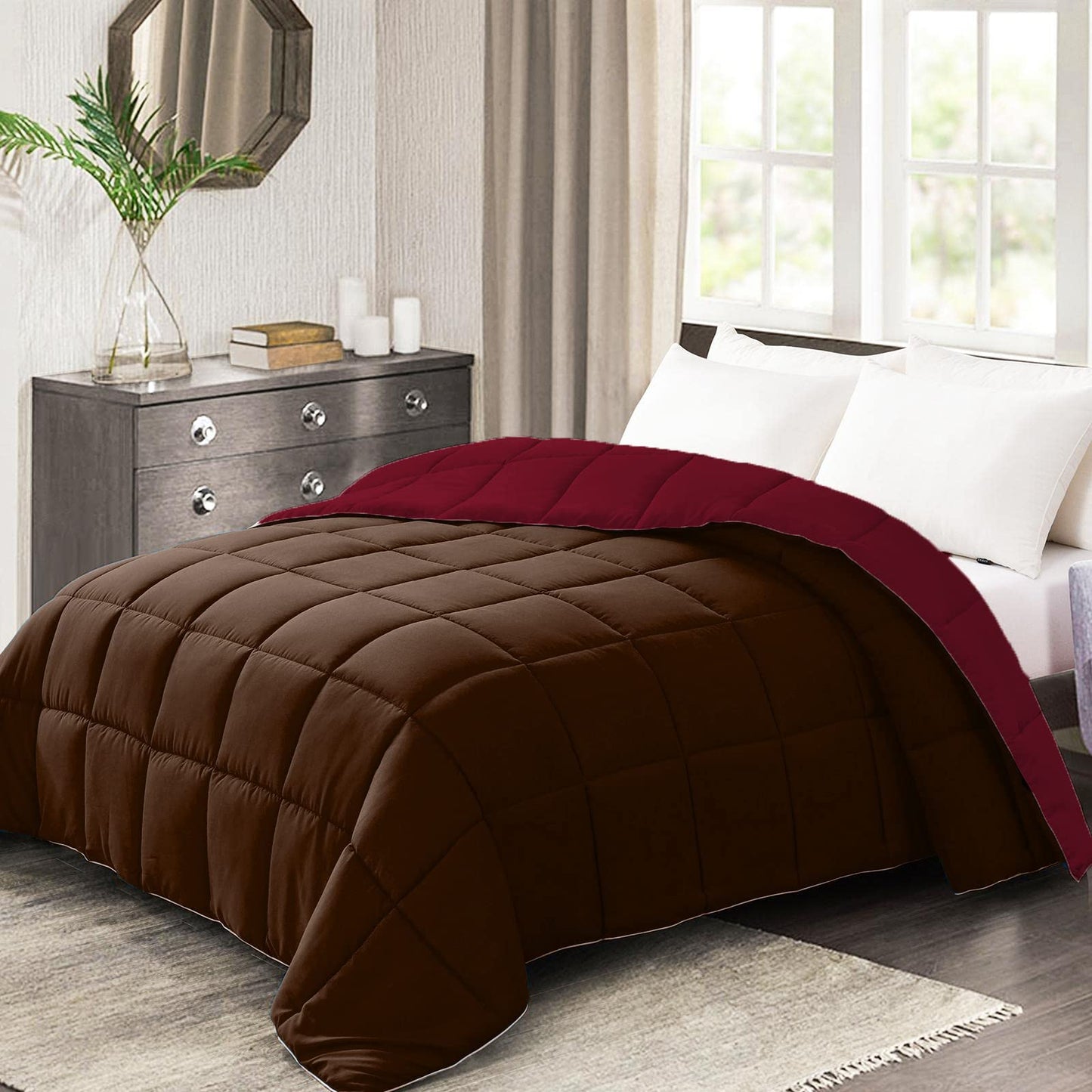 Btfash Microfiber Reversible AC Comforter or Blanket for Double Bed | Ultra Soft, Lightweight, Cozy Bedding & Dual Colour All Weather Duvet 500 GSM–Ideal for Home, Bedroom&Guest Rooms