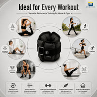 Btag Solid Neoprene Ankle & Wrist Weights | Adjustable Strap | Unisex Leg & Arm Weight Cuffs for Gym, Workout & Training.