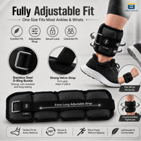 Btag Solid Neoprene Ankle & Wrist Weights | Adjustable Strap | Unisex Leg & Arm Weight Cuffs for Gym, Workout & Training.