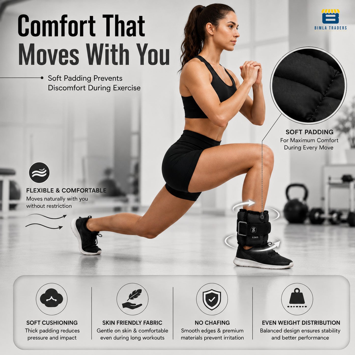 Btag Solid Neoprene Ankle & Wrist Weights | Adjustable Strap | Unisex Leg & Arm Weight Cuffs for Gym, Workout & Training.