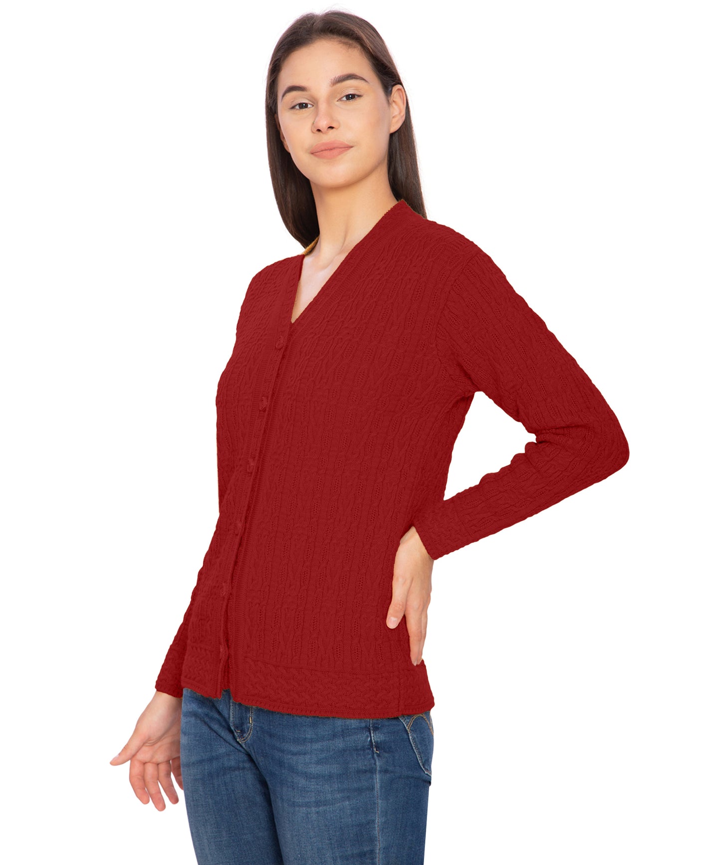 Bimla Traders Women Woolen V-Neck Winter Wear Pure Wool Sweater Cardigan | Pack of 1
