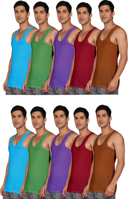 LUX VENUS Men's Round Neck Sleeveless Cotton Vest Pack of 10