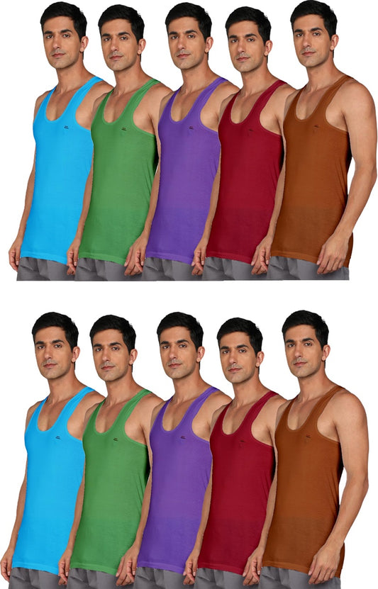 LUX VENUS Men's Round Neck Sleeveless Cotton Vest Pack of 10