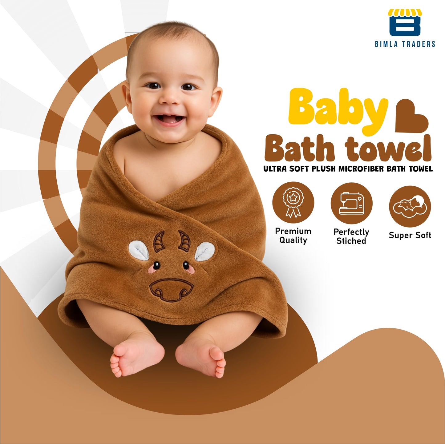 Bimla Traders Baby Bath Towel for Infants, New Born Babies and Toddlers, Soft Cotton Pack of 1