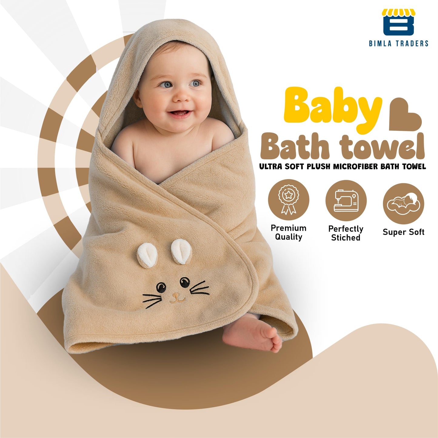 Bimla Traders Baby Bath Towel for Infants, New Born Babies and Toddlers, Soft Cotton Pack of 1
