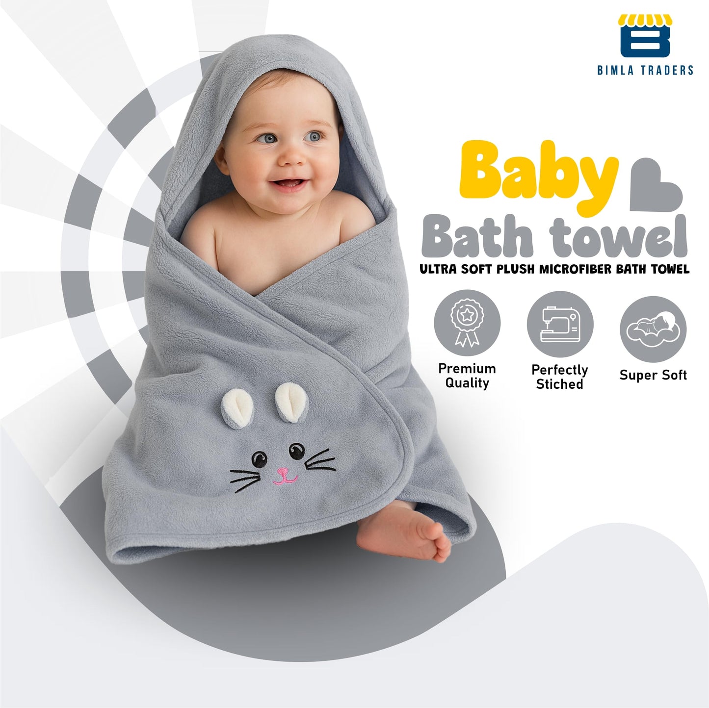 Bimla Traders Baby Bath Towel for Infants, New Born Babies and Toddlers, Soft Cotton Pack of 1