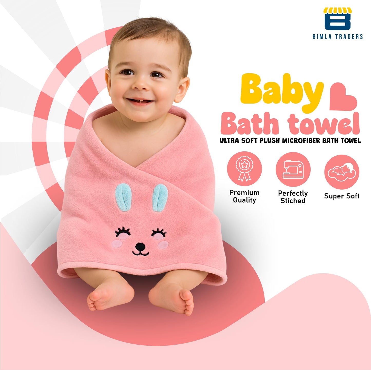 Bimla Traders Baby Bath Towel for Infants, New Born Babies and Toddlers, Soft Cotton Pack of 1
