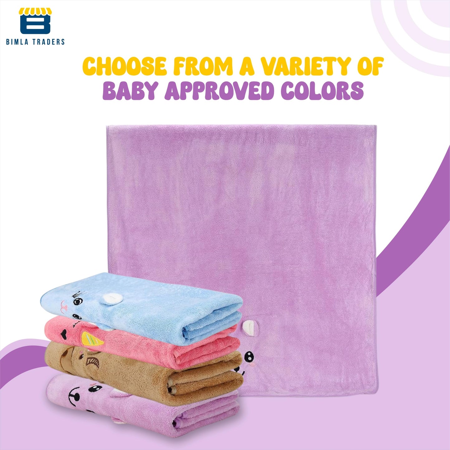 Bimla Traders Baby Bath Towel for Infants, New Born Babies and Toddlers, Soft Cotton Pack of 1