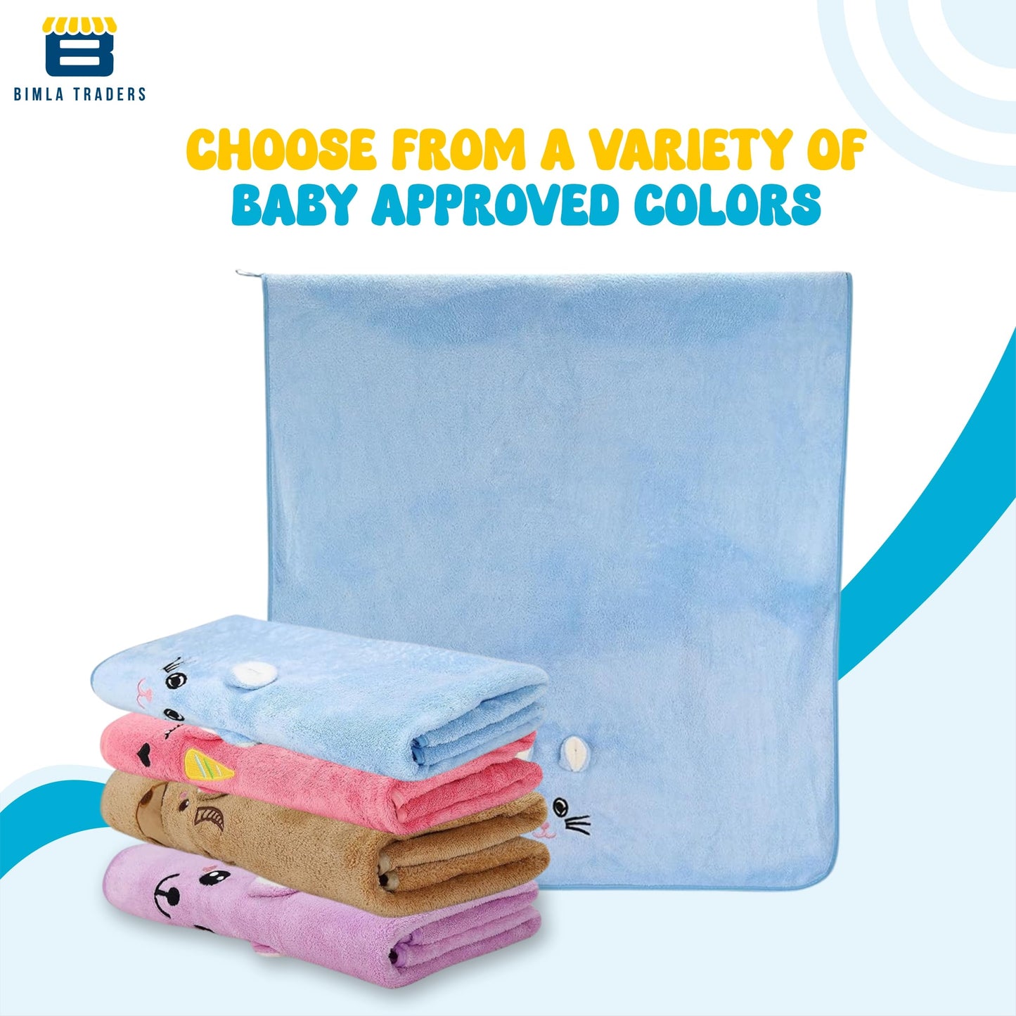 Bimla Traders Baby Bath Towel for Infants, New Born Babies and Toddlers, Soft Cotton Pack of 1