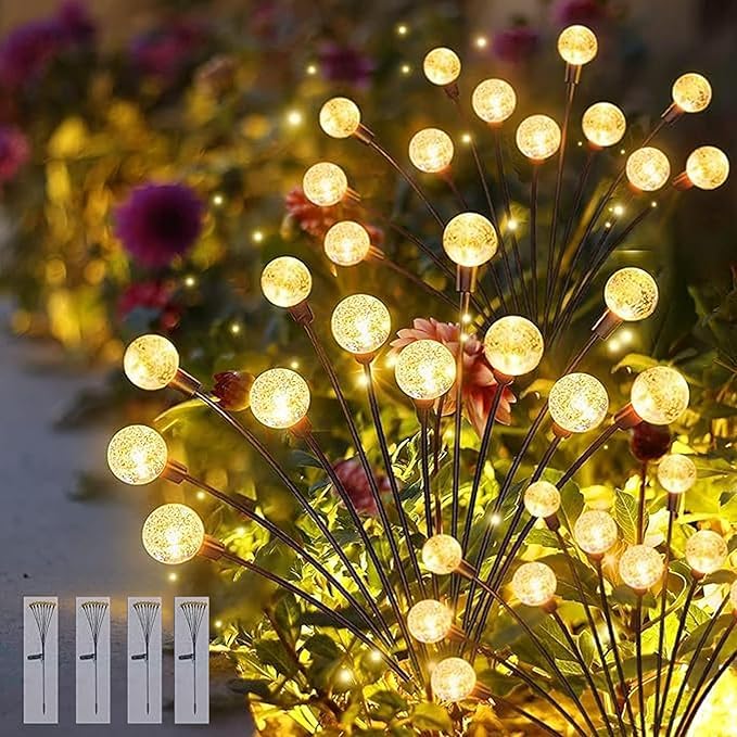 BTfash Garden Solar Light 8 led Swaying Crystal Ball Firefly Flickering Outdoor Waterproof Decorative lamp