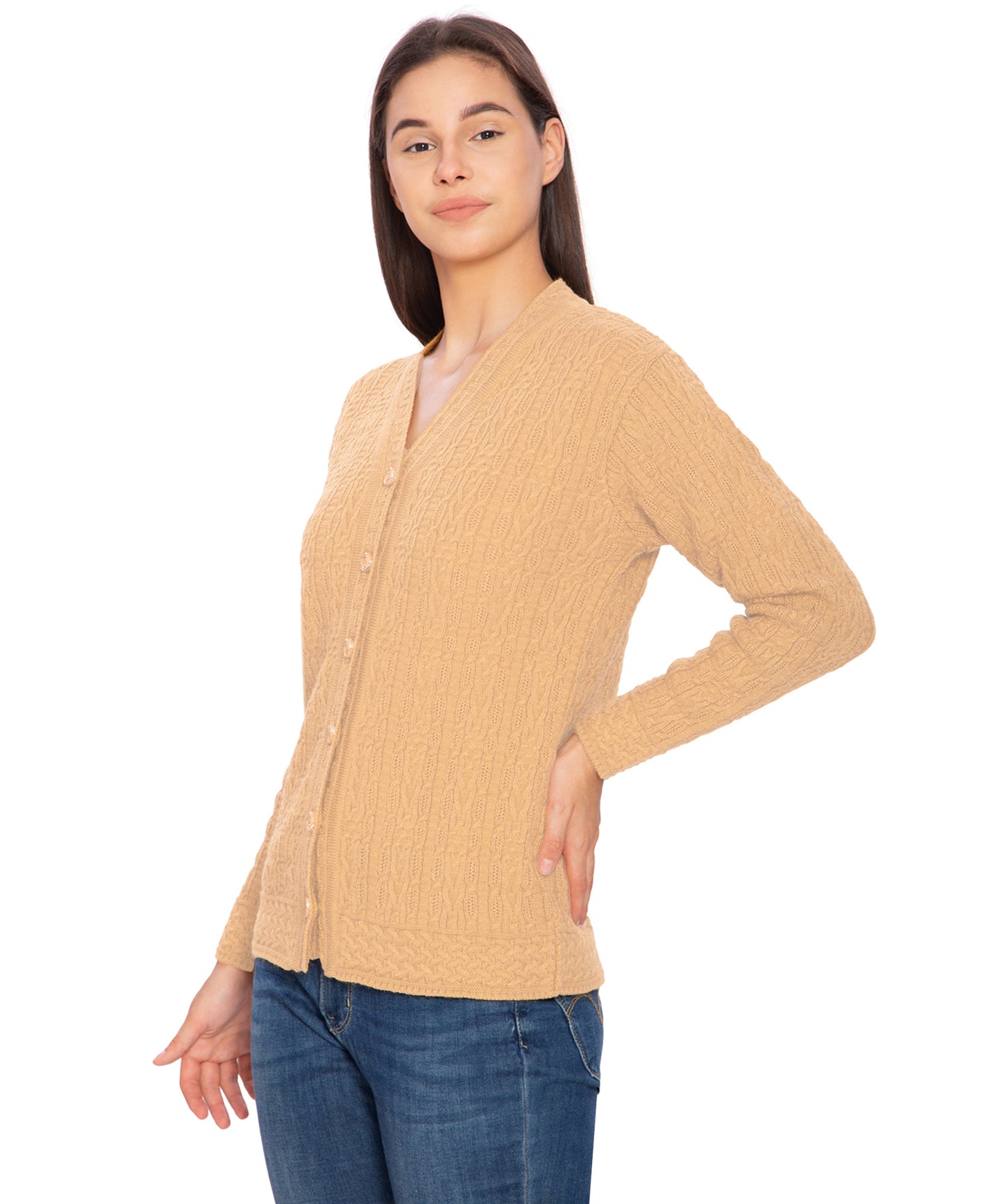 Btag Women Woolen V-Neck Winter Wear Pure Wool Sweater Cardigan | Pack of 1