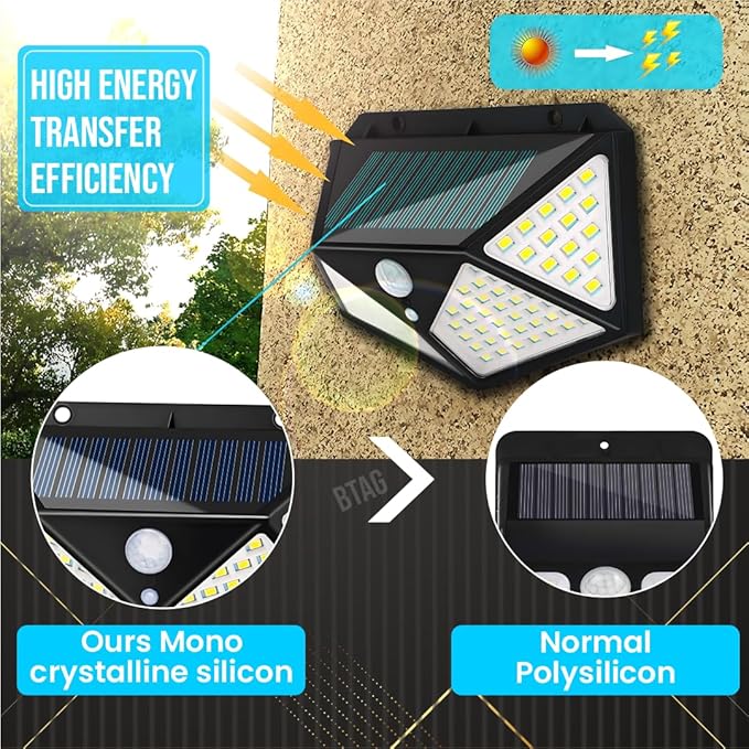 Btag LED Bright Outdoor Solar Lights with Motion Sensor Solar Powered Wireless Waterproof