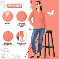 Bimla Traders Women Woolen V-Neck Winter Wear Pure Wool Sweater Cardigan | Pack of 1