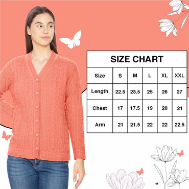 Bimla Traders Women Woolen V-Neck Winter Wear Pure Wool Sweater Cardigan | Pack of 1