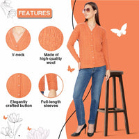 Btag Women Woolen V-Neck Winter Wear Pure Wool Sweater Cardigan | Pack of 1
