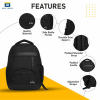 Btag Shoulder Bag For Unisex Stylish Standard Backpack | 29 Liters Capacity | 2 compartments, bottle holder, organizer, college, office, travel (Black)